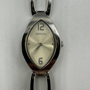 Invicta Wildflower Watch Women Silver Tone Slim Oval Dial FLAWED BAND Working